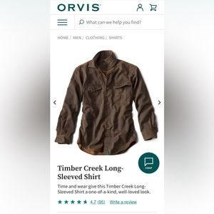 Orvis waxed dark brown long sleeve shirt. Sz LG